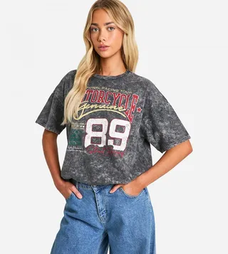 Motorcycle Graphic Oversized T-Shirt