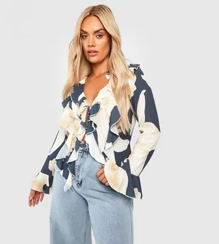 Floral Double Ruffle Frill Top