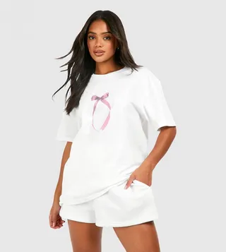Bow Print Oversized T-Shirt
