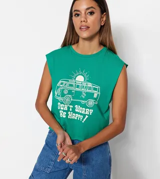 Printed Sleeveless T-Shirt