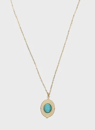Azura Turquoise Stone Oval Pendant Necklace