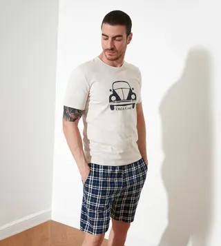 Printed Checks Night Suit