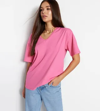 Solid V-Neck T-Shirt
