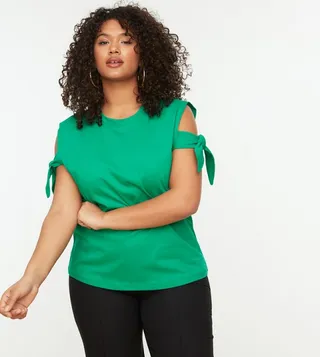 Sleeve Detailed Knitted T-Shirt