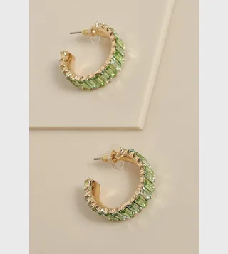 Diamante Square Textured Earrings