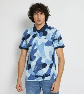 Camo Print Short Sleeves Polo T-Shirt