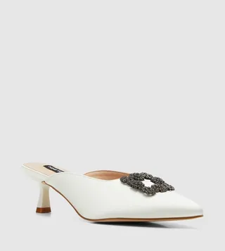 Embellished Kitten Heel Mules