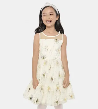 Girls Foil Star Mesh Tiered Dress