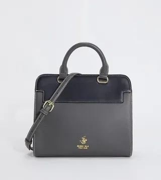 Color Block Logo Detail Satchel Bag