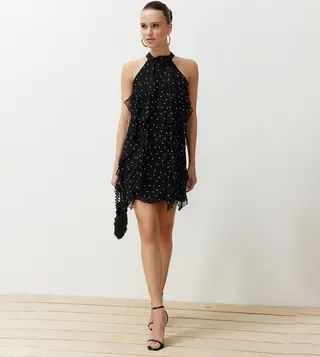 Polka Dot Chiffon Mini Dress