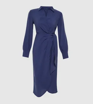Solid Long Sleeves Midi Dress
