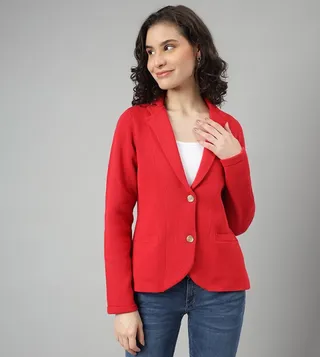 Crest Embroidered Long Sleeves Blazer