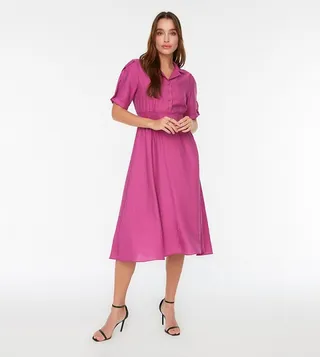Notch Collar A-Line Dress