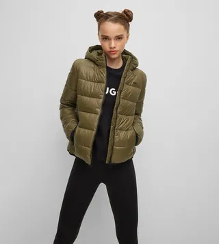 Water-Repellent Puffer Jacket with Logo