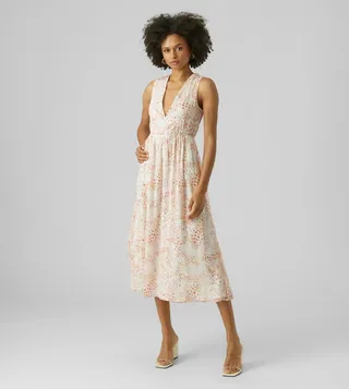 Printed Sleeveless Midi Dress