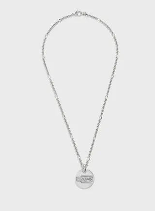 Round Charm And Hexagon Pendant Necklace