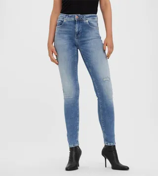 VMLUX Mid-Waist Slim Destroy Jeans