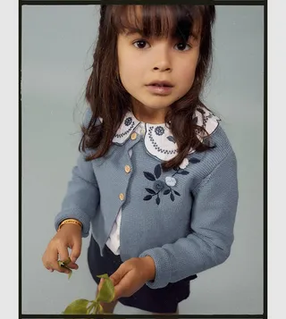 Girls Floral Embroidered Cardigan
