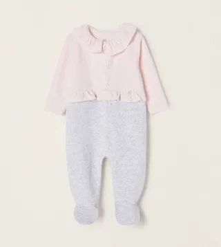 Newborn Girls Velour Sleepsuit