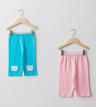 Elastic Waist Baby Girl Pajama Bottom 2 Pieces