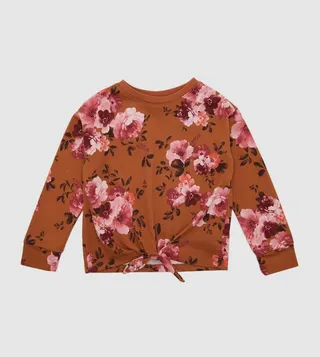 Girl's Floral Printed Pullover Sweater