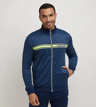 KORBIN Zippered Patterned Track Jacket