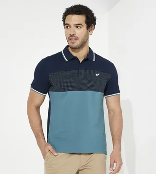 Color Block Short Sleeves Polo T-Shirt
