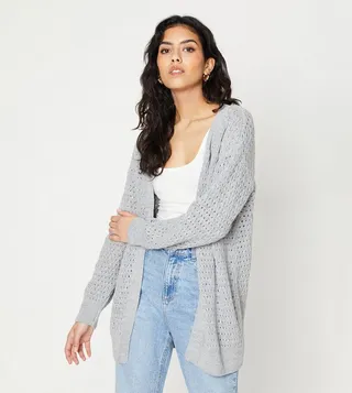 Petite Stitch Detail Longline Cardigan