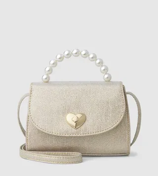 Girls Glitter Faux Pearl Top Handle Bag