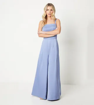Petite Satin Cami Pleat Jumpsuit