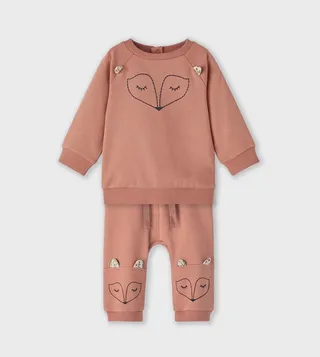 Embroidered Crew Neck Sweatsuit