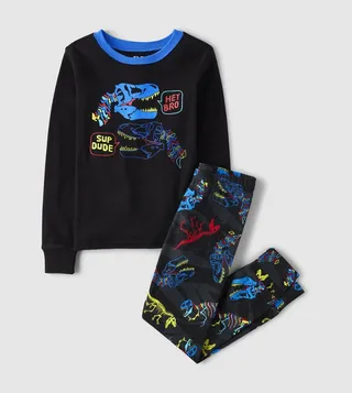 Boy's Dino Printed Long Sleeves Pajama Set