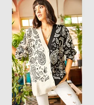 Shawl Pattern Textured Oversized Knitwear Cardigan