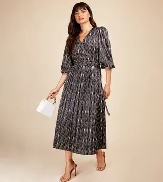 Printed Waist Belt Midaxi Dress