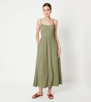 Textured Strappy Midi Dress