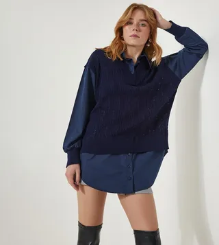 Long Sleeves Oversized Shirt Sweater