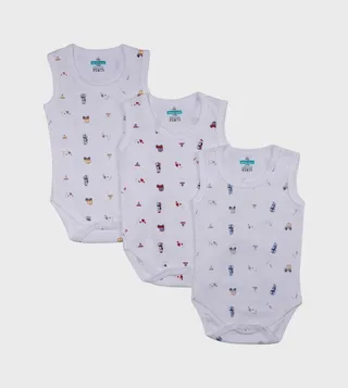 Pack of 3 Cotton Sleeveless Bodysuits