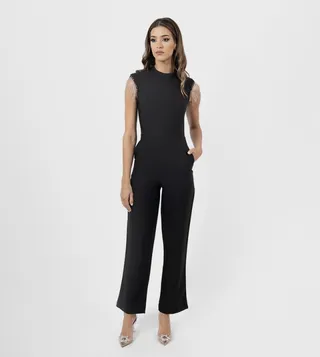 Rhinestone Detail Sleeveless Jumpsuit