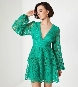 Lace Tiered Mini Dress