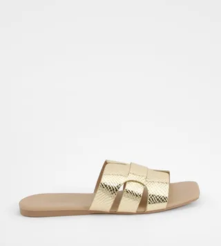 Wide Fit Square Toe Woven Flat Sandals