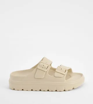 Double Strap Footbed Buckle Sandals