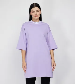 NINAYA Logo Neck Oversized T-Shirt Dress