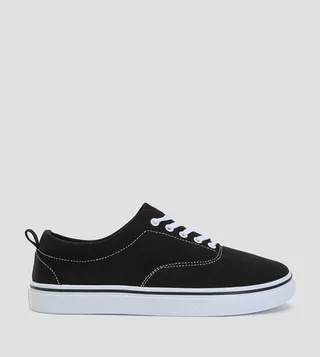 Round Toe Lace-Up Canvas Shoes