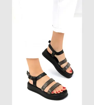 Embellished Ankle Strap Platform Sandals