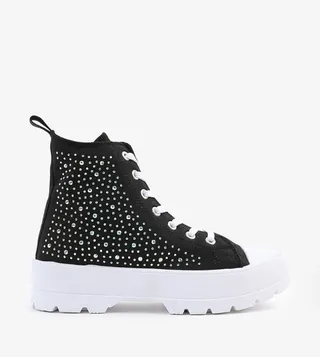 Rhinestone Embellished High Top Sneakers