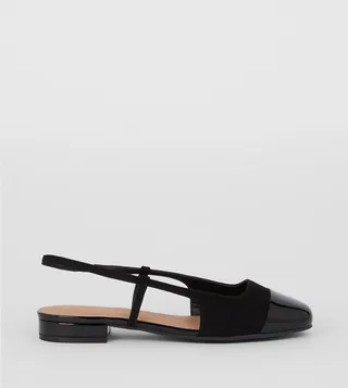 Wide Fit Penelope Slingback Toe Cap Detail Flat Pumps