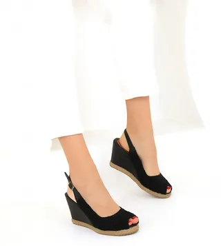 Openwork Slingback Wedge Pumps