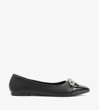 Bow Rhinestone Embellished Ballerinas