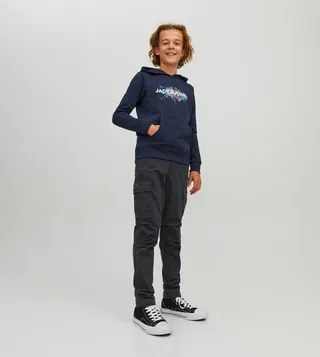 Solid Mid-Rise Cargo Pants