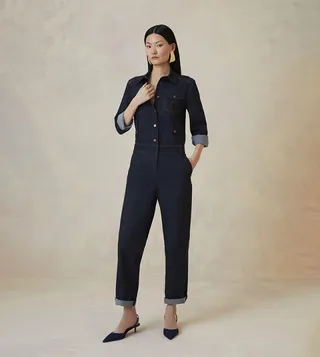The Founder Denim Tailored Jumpsuit